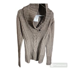 L.o.g.g Shawl-Neck Brown  Cable-Knit Sweater Size M